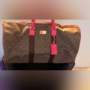 Michael Kors Brown and Pink Travel Bag